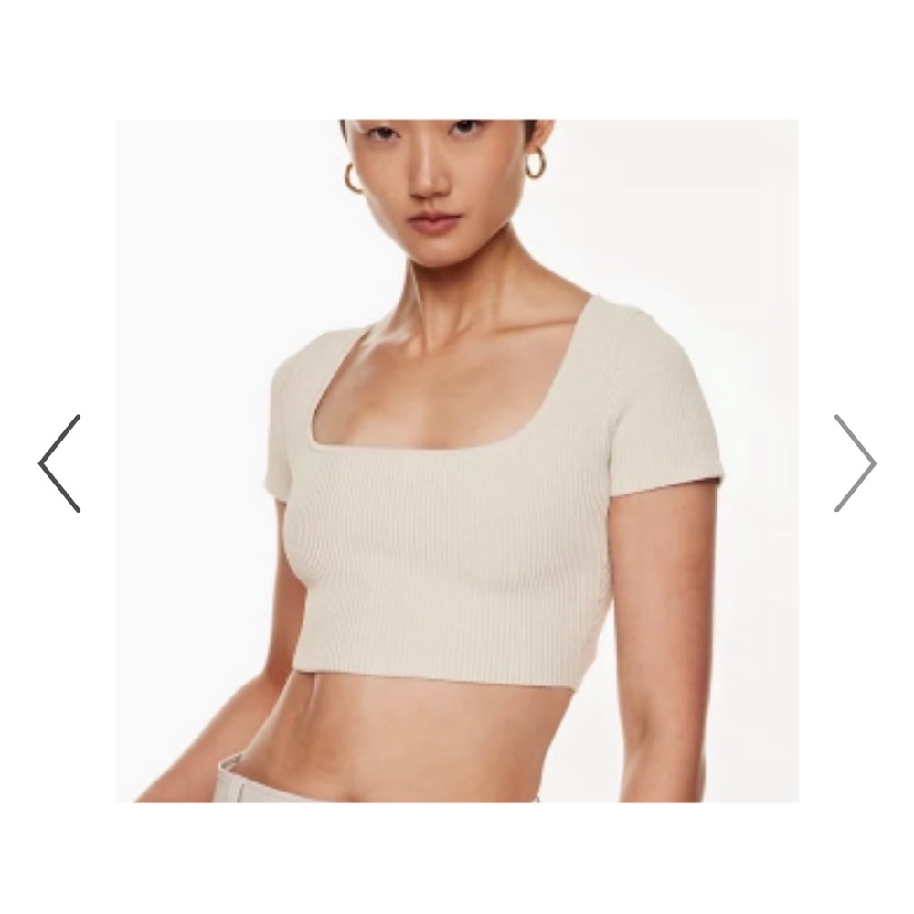 Cream Babaton Aritzia square neck top